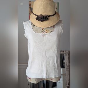 Apostrophe White Textured Tank Top